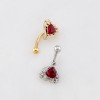 LOVE DROP CRIMSON HEART CHANDELIER TOP 316L SURGICAL STEEL CURVED BARBELL/EYEBROW